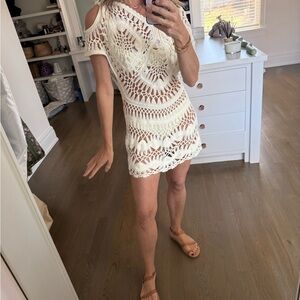 Pilyq Ivory Crochet Cover-Up Dress